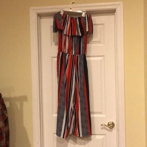 Off shoulders long romper